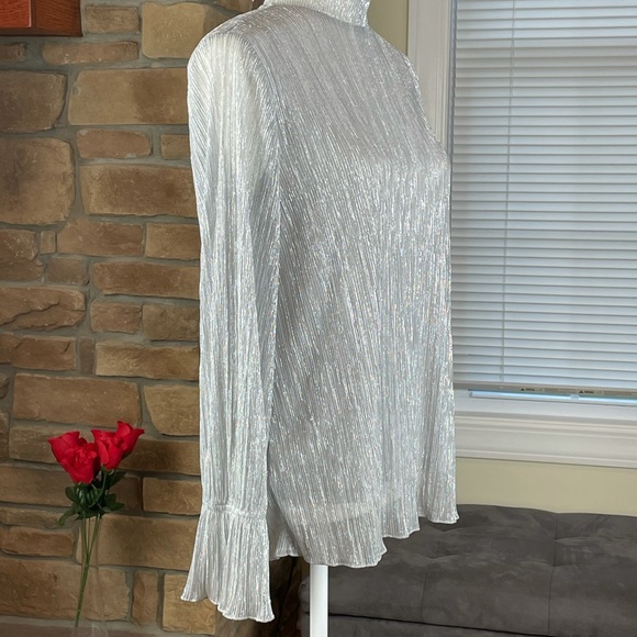 ALFANI ~ Metallic Ruffle-Neck Top ~ Silver ~ NWT! - Picture 5 of 8
